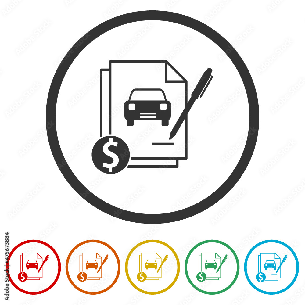 Loan car icon isolated on white background, color set Loan car icon isolated on white background, color set