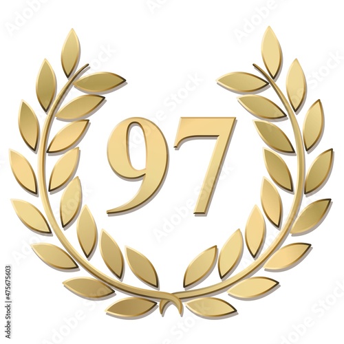 Lauriers or 97 vecteurs en relief sur fond blanc