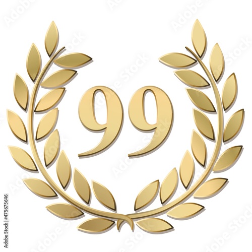 Lauriers or 99 vecteurs en relief sur fond blanc
