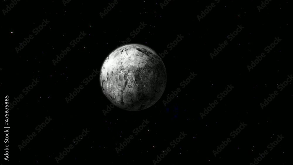 Haumea slowly spinning zoom in moving star background Haumea slowly spinning zoom in moving star background