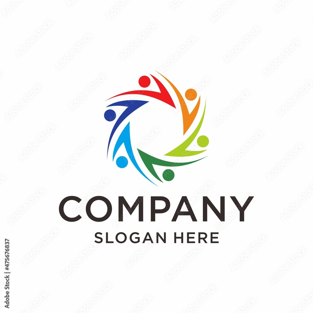 Obraz premium Abstract people and family logo collection,people icons, health logo template, care symbol Premium Vector