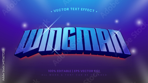 Wingman Esport 3d text style effect. Editable illustrator text style.