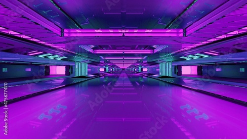 4K UHD 3D illustration of futuristic tunnel