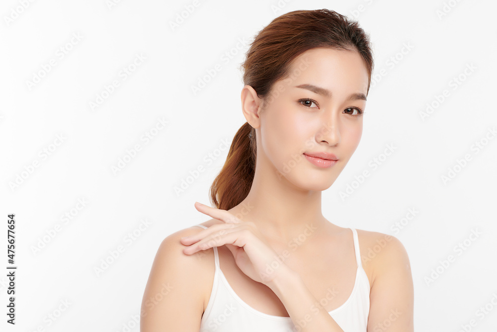Beautiful young asian woman with clean fresh skin on white background, Face care, Facial treatment, Cosmetology, beauty and spa, Asian women portrait. Beautiful young asian woman with clean fresh skin on white background, Face care, Facial treatment, Cosmetology, beauty and spa, Asian women portrait.