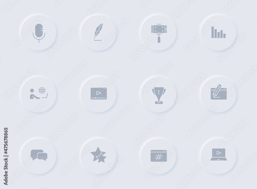 blog gray vector icons on round rubber buttons. blog icon set for web, mobile apps, ui design and promo business polygraphy blog gray vector icons on round rubber buttons. blog icon set for web, mobile apps, ui design and promo business polygraphy