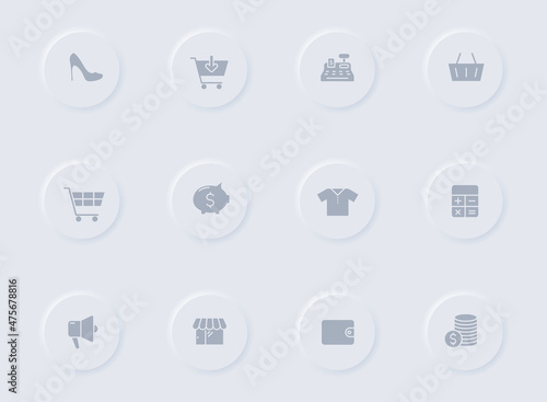 black friday gray vector icons on round rubber buttons. black friday icon set for web, mobile apps, ui design and promo business polygraphy