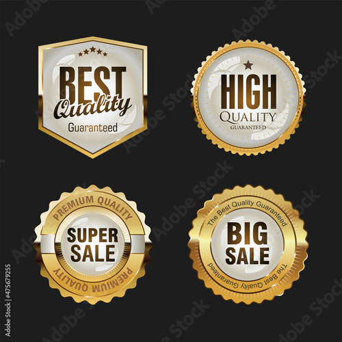 Super sale retro golden badges and labels vector collection 