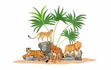 Top big cat predators collection lion tiger leopard vector