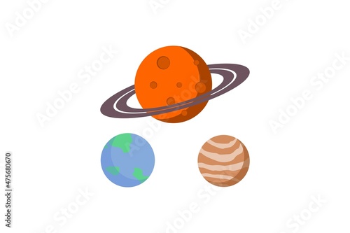 Planet Flat Illustration Vector Art on White Background