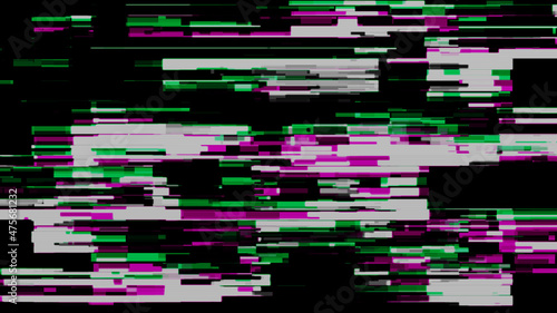 Hacked computer screen with glitch effect. Error templates with distortion lines. Abstract digital background with noise waves. 3D rendering.