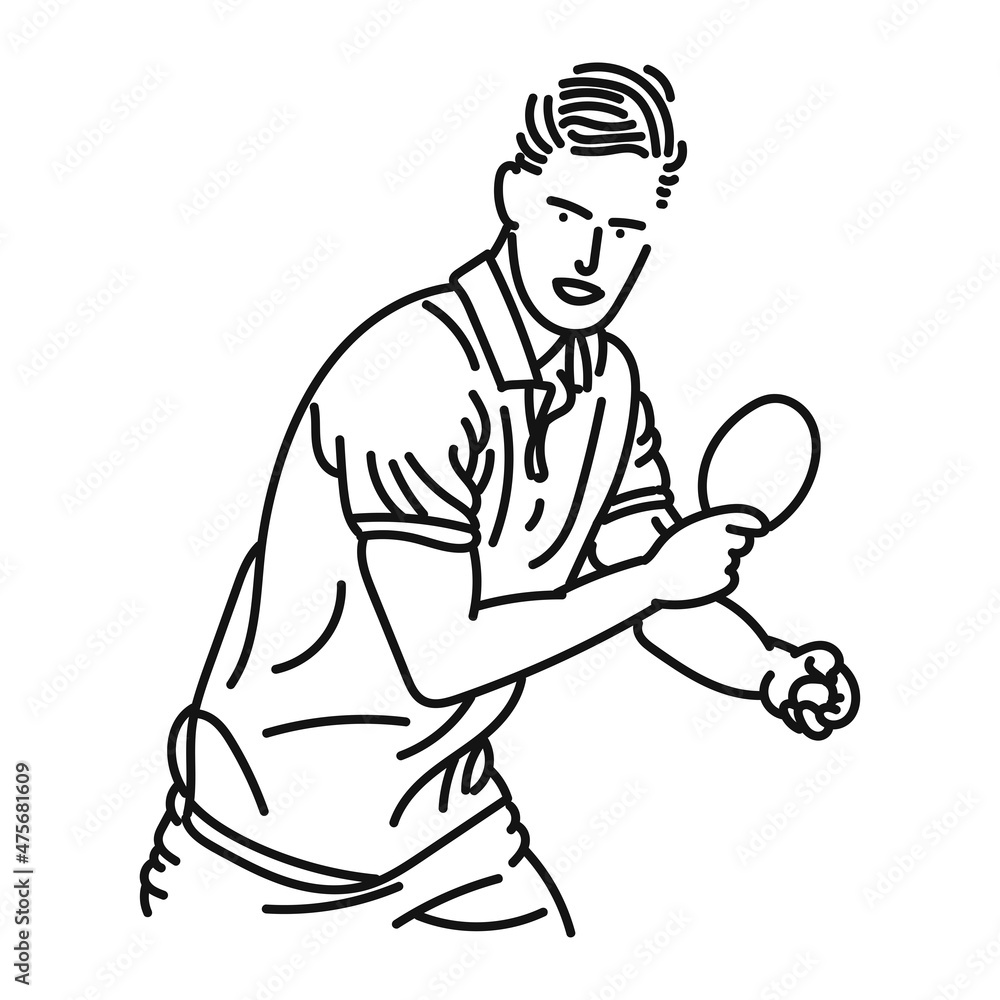 line art of cool posing man playing ping pong in style line art of cool posing man playing ping pong in style