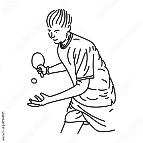 line art of cool posing man playing ping pong in style