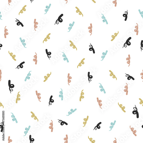 seamless  christmas festive pattern background with doodle multicolour glitter ribbon