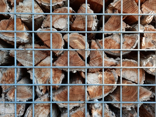 Wall of firewood texture background
