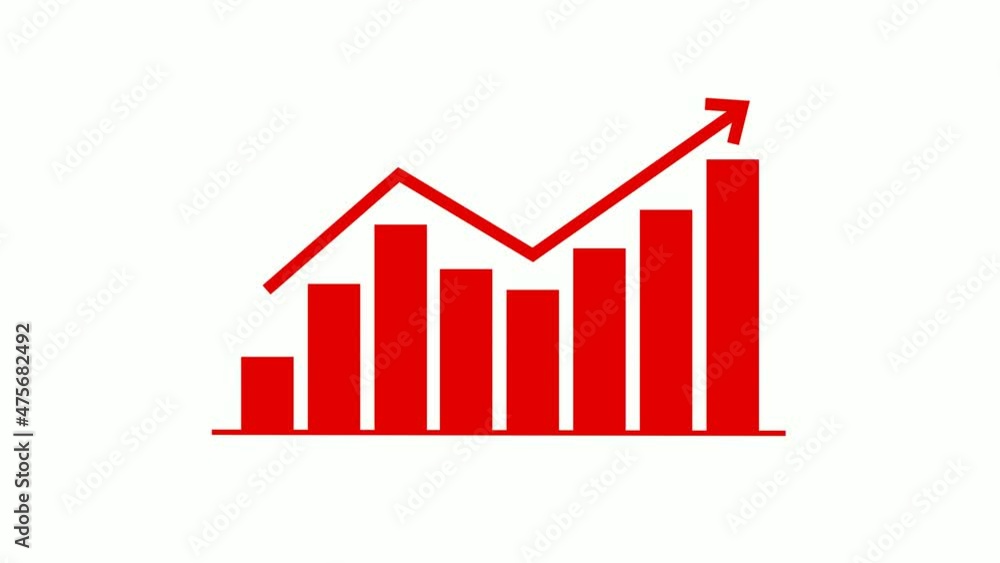 Red color positive business bar animated on white background Red color positive business bar animated on white background