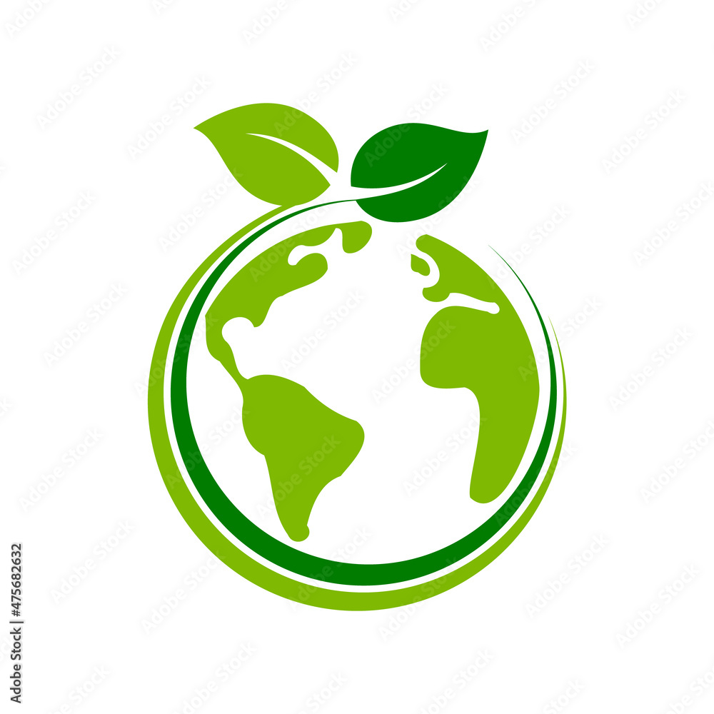 Planet Earth with leaves in a circle. Green globe. Environmental social governance. Ecological conservation. Sustainable world. Go green, protect nature concept. Vector illustration, flat, clip art. Planet Earth with leaves in a circle. Green globe. Environmental social governance. Ecological conservation. Sustainable world. Go green, protect nature concept. Vector illustration, flat, clip art.