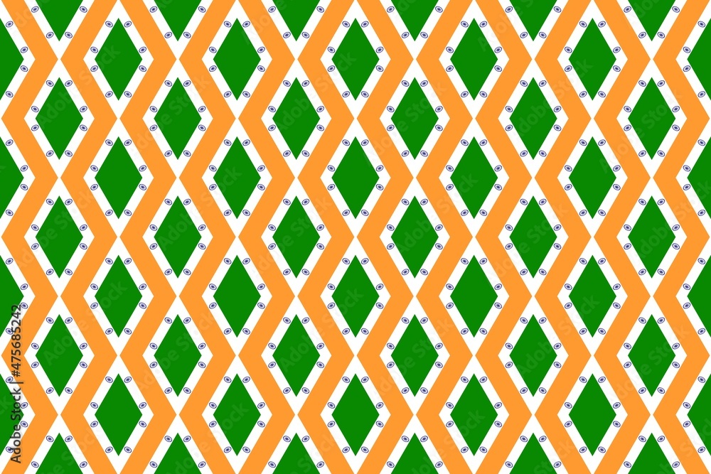 Geometric pattern in the colors of the national flag of India. The colors of India. Geometric pattern in the colors of the national flag of India. The colors of India.