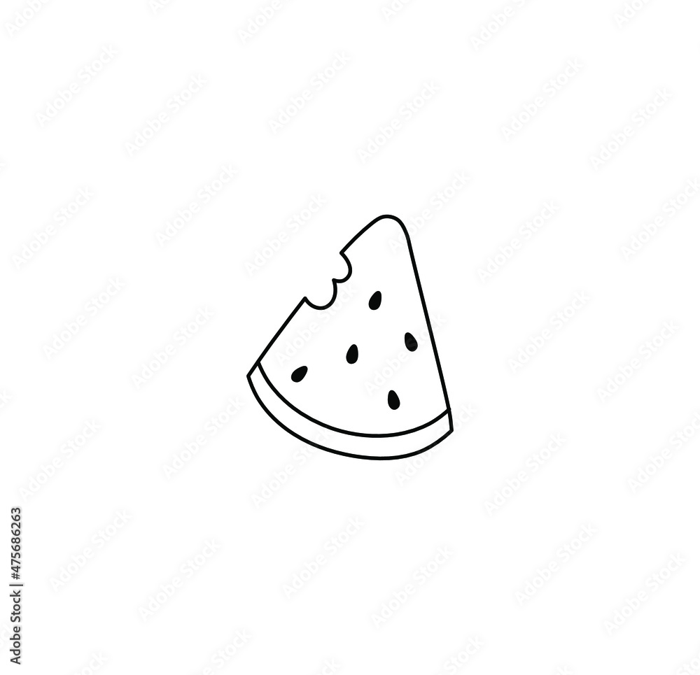 Vector isolated small simple single bitten triangle piece of watermelon ...
