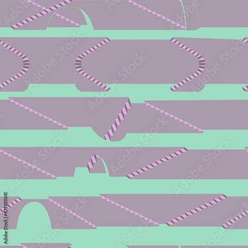 A jpeg illustration of stairs isolated on transparent background. Designed in green, pink, grey colors for web concepts 