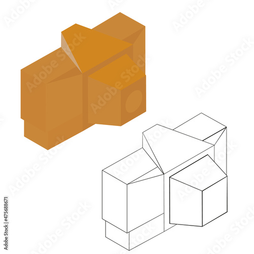 A vector illustration of two camera cases isolated on transparent background. Designed in orange, black and white colors for web concepts, as a coloring book page 