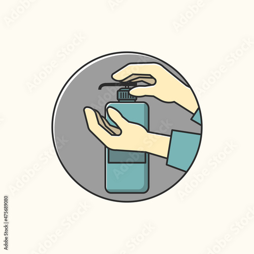 Hand using soap cartoon illustration