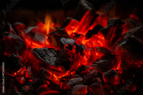 Obraz na plátně Hot Coals in the Fire on a black background