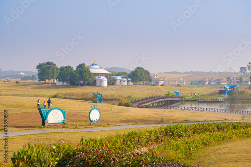 Autumn scenery of Mulan grassland Scenic spot in Wuhan, Hubei Province, China photo