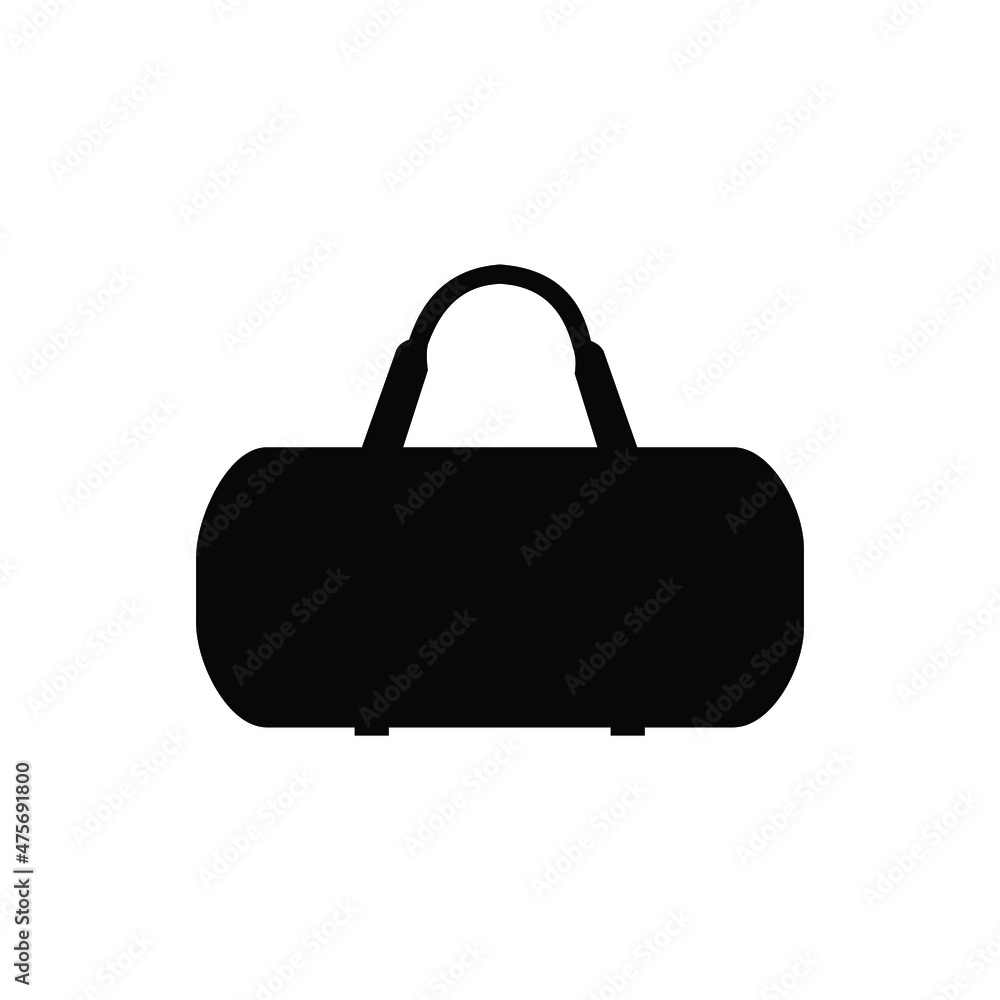 Sports bag in black. Vector icon isolated on white background. Sports bag in black. Vector icon isolated on white background.
