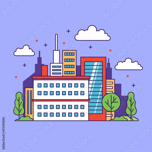 City buildings skyscraper cute illustration design