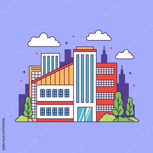 City buildings skyscraper cute illustration design