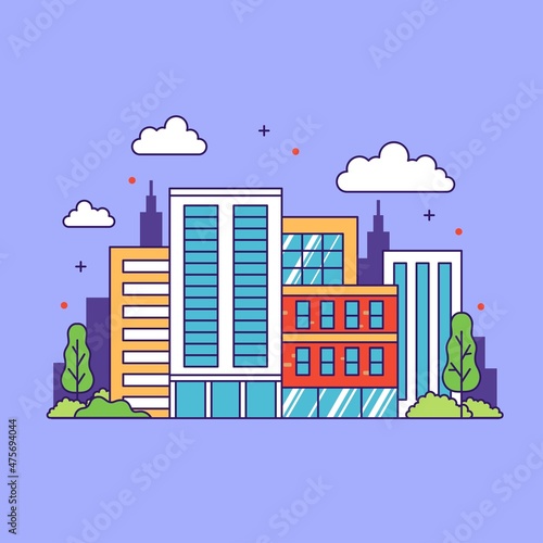 City buildings skyscraper cute illustration design
