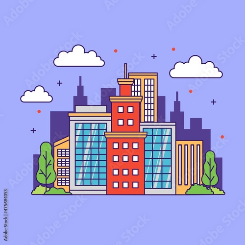 City buildings skyscraper cute illustration design