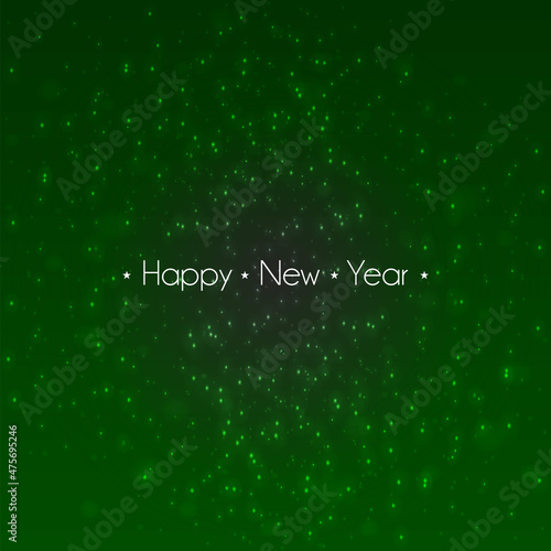 Happy new year lettering on illuminated and shiny background vector stock illustration.
