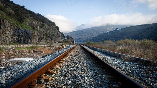 Railroad cutting through the hills (Régua, Portugal)
