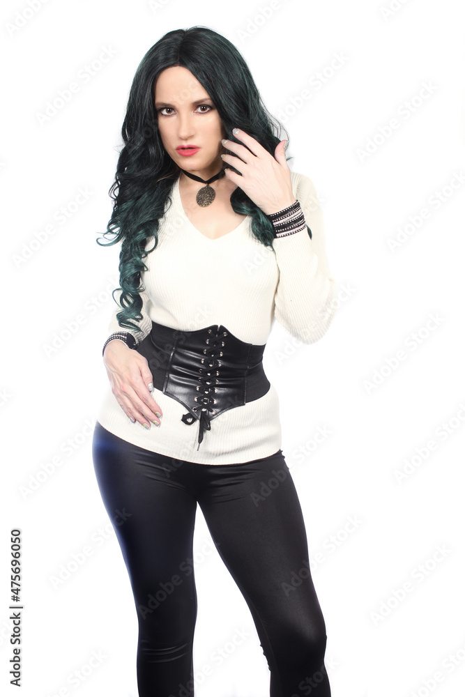 1980s Style Fashion Woman on White Background 1980s Style Fashion Woman on White Background