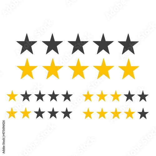 One to five star icon set.  customer product rating reviews. design sign.  vector graphics on a white background.