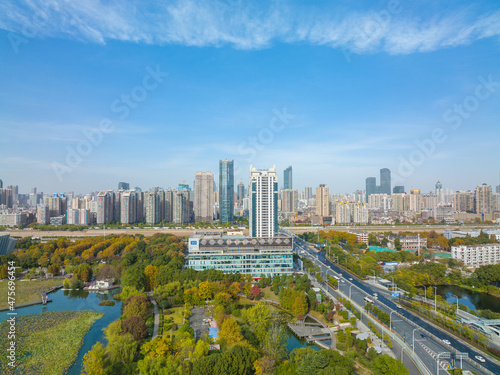 Autumn scenery of Yuehu Park in Wuhan  Hubei  China