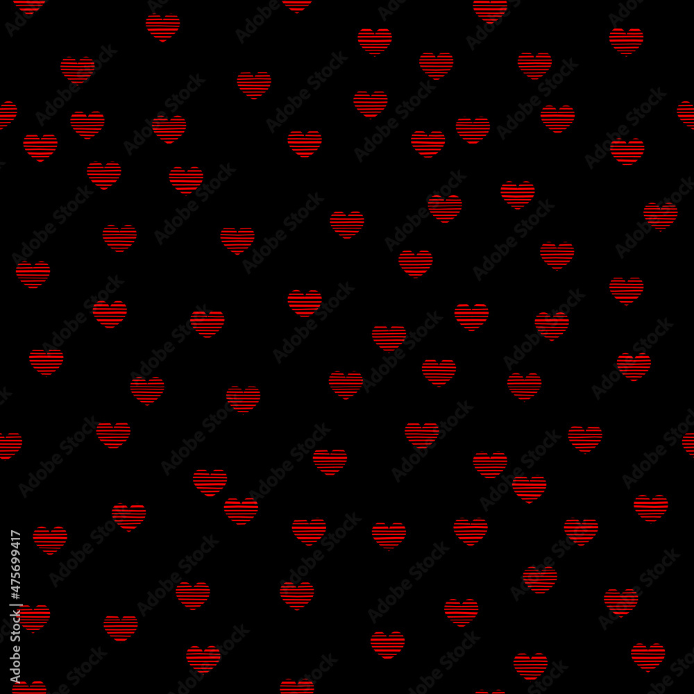 Red Heart Pattern Design Black Background Red Heart Pattern Design Black Background