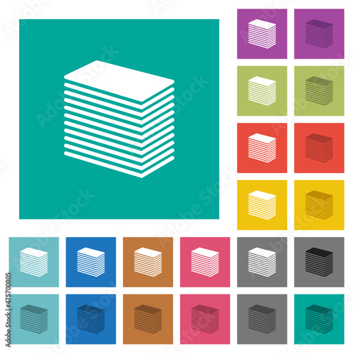 Paper stack solid square flat multi colored icons