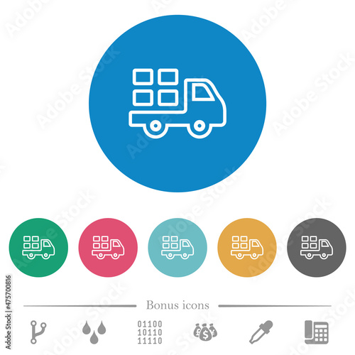 Transport outline flat round icons