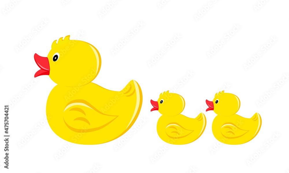 Toy duck with ducklings, in a flat style. Isolated on white background vector illustration. Toy duck with ducklings, in a flat style. Isolated on white background vector illustration.