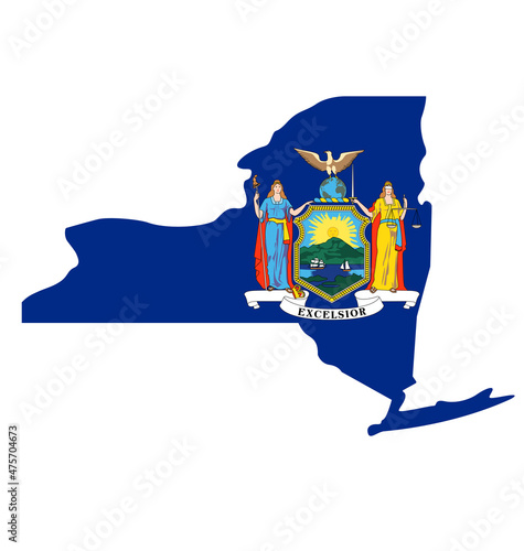 new york ny state flag in map shape silhouette photo