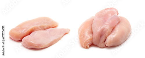 Fotografie, Obraz Raw chicken breast fillets on a white background.