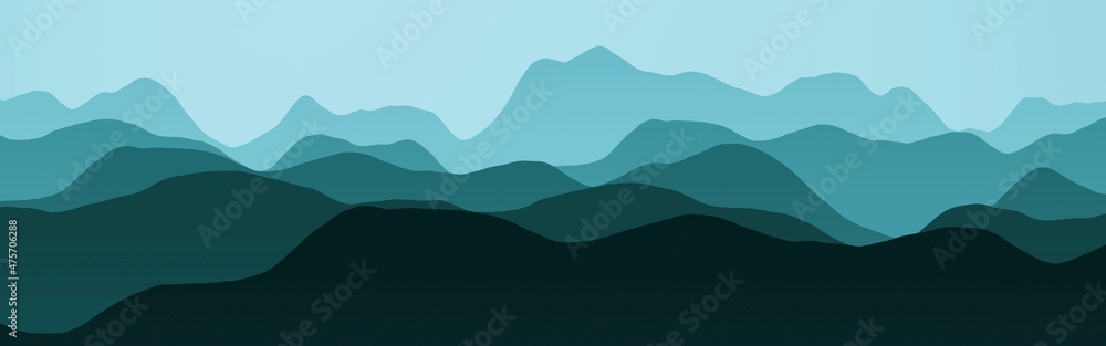 design wide of peaks in fog digital art texture illustration