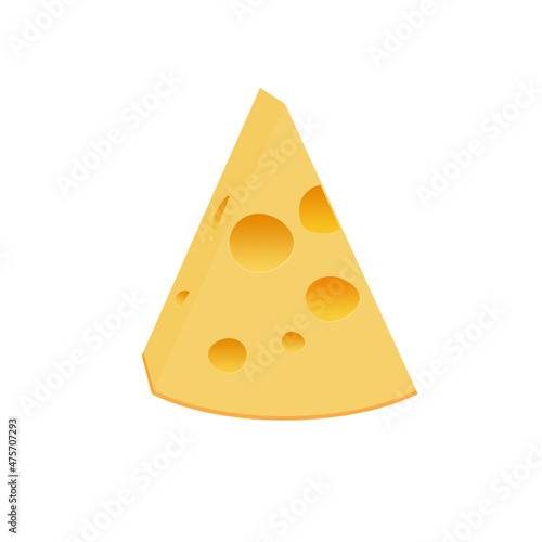 A piece of cheese with holes. Isolated on white background vector illustration.