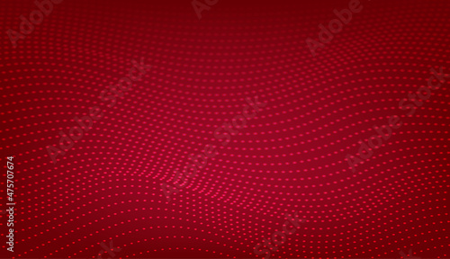 Futuristic 3d halftone pattern abstract red circle dots on a red gradient background. Vector stock illustration