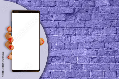 Phone mock up on brick wall...