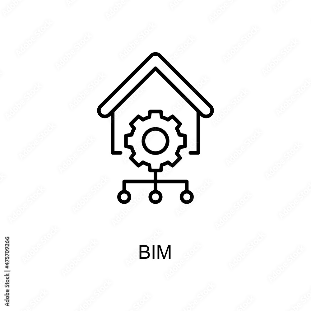BIM vector Outline Icon Design illustration. Digitalization and Industry Symbol on White background EPS 10 File BIM vector Outline Icon Design illustration. Digitalization and Industry Symbol on White background EPS 10 File