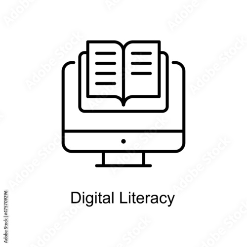 Digital Literacy vector Outline Icon Design illustration. Digitalization and Industry Symbol on White background EPS 10 File
