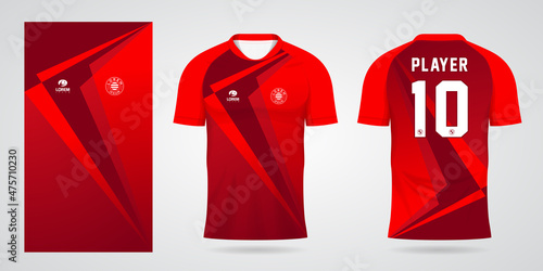 red sports shirt jersey design template